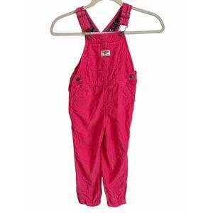 Oshkosh B’Gosh Corduroy Vestback Overalls Pink‎ Girls Size 4T Preppy Cowgirl